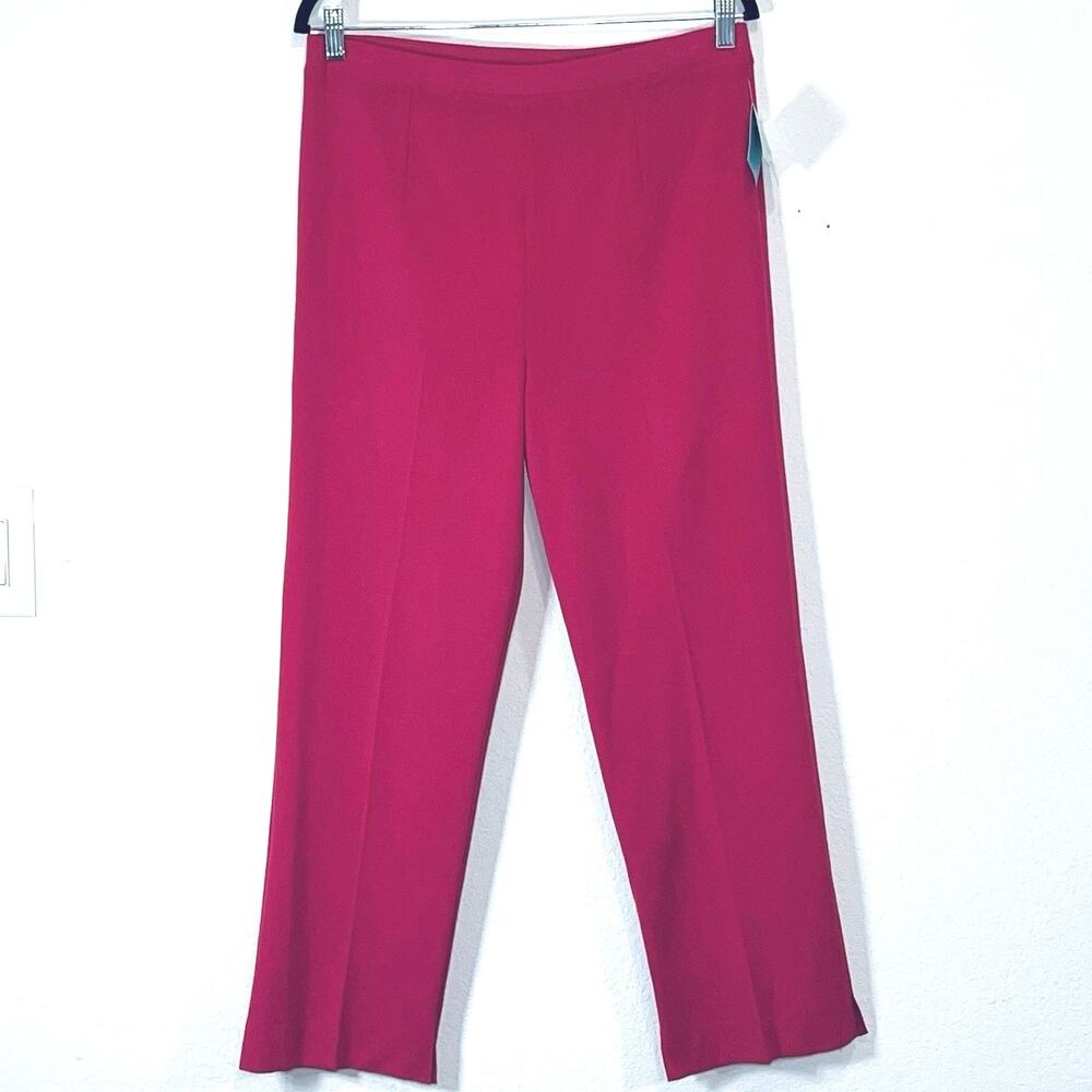 MING WANG Ankle Pants Size M Bright Pink Acrylic Blend Knit Pull On NEW NWT $175